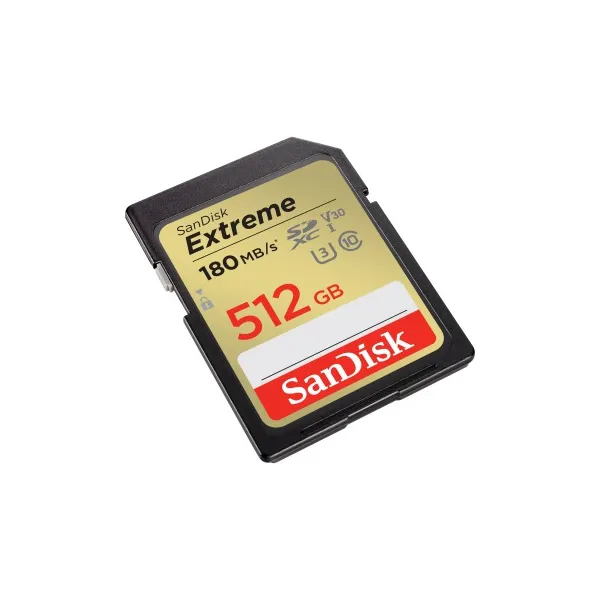 SanDisk Extreme 512 GB SDXC Memory Card 180 MB/s and 130 MB/s, UHS-I, Class 10, U3, V30 85235110