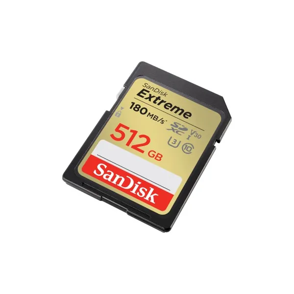 SanDisk Extreme 512 GB SDXC Memory Card 180 MB/s and 130 MB/s, UHS-I, Class 10, U3, V30 85235110