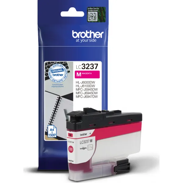 BROTHER LC-3237 (LC3237M), originálna cartridge, purpurová, 1500 strán, Pre tlačiareň: BROTHER MFC-J5945DW, BROTHER MFC-J6945DW, BROTHER MFC-J6947DW