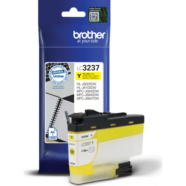 BROTHER LC-3237 (LC3237Y), originálna cartridge, žltá, 1500 strán, Pre tlačiareň: BROTHER MFC-J5945DW, BROTHER MFC-J6945DW, BROTHER MFC-J6947DW