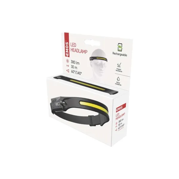 EMOS COB LED nabíjacia čelovka P3541, 380 lm, Li-Pol 1200 mAh