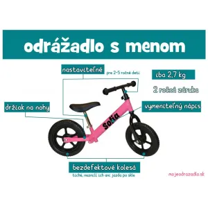 Moje odrážadlo s menom - ružové