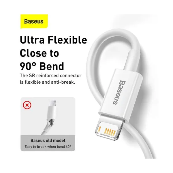 Kábel USB na Lightning Baseus Superior Series, 2,4 A, 2 m (biely) 026223