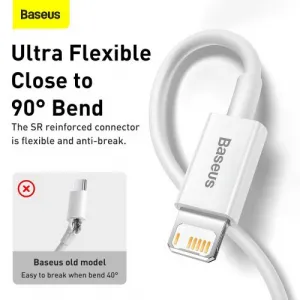 Kábel USB na Lightning Baseus Superior Series, 2,4 A, 2 m (biely) 026223