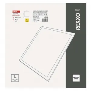 EMOS Lighting LED panel REXXO backlit 60×60, štvorcový vstavaný biely, 36W neutr.b. UGR