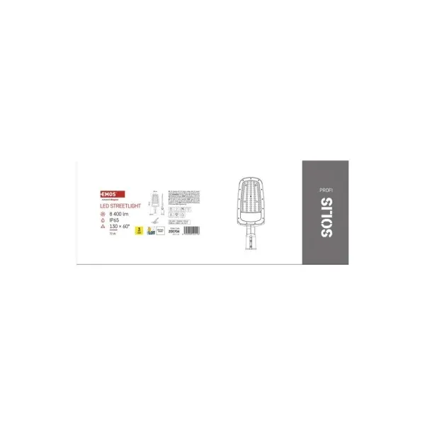 EMOS Lighting Verejné LED svietidlo SOLIS 70W, 8400 lm, neutrálna biela
