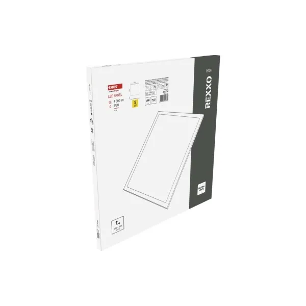 EMOS Lighting LED panel REXXO backlit 60×60, štvorcový vstavaný biely, 36W neutr.b. UGR