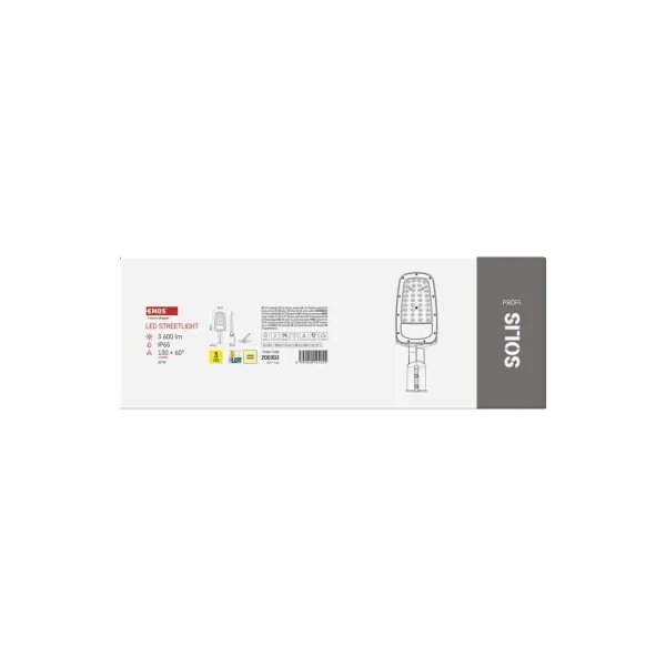 EMOS Lighting Verejné LED svietidlo SOLIS 30W, 3600 lm, teplá biela