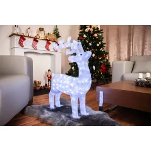 Dekorácia MagicHome Vianoce, Jeleň, sob, 160x LED studená biela, akryl, IP44, exteriér, 52x24x74 cm