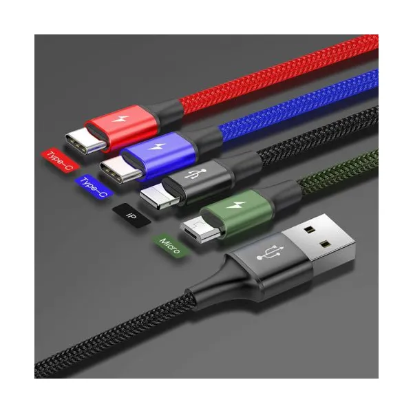 Kábel USB Baseus Fast 4w1 2xUSB-C / Lightning / Micro 3,5A 1,2m (černý) 018721