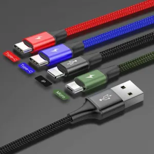 Kábel USB Baseus Fast 4w1 2xUSB-C / Lightning / Micro 3,5A 1,2m (černý) 018721