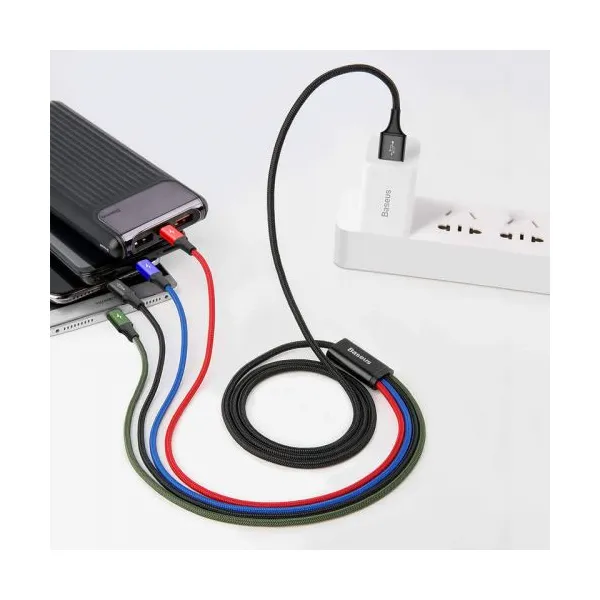 Kábel USB Baseus Fast 4w1 2xUSB-C / Lightning / Micro 3,5A 1,2m (černý) 018721