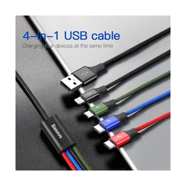 Kábel USB Baseus Fast 4w1 2xUSB-C / Lightning / Micro 3,5A 1,2m (černý) 018721