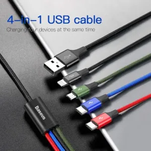 Kábel USB Baseus Fast 4w1 2xUSB-C / Lightning / Micro 3,5A 1,2m (černý) 018721