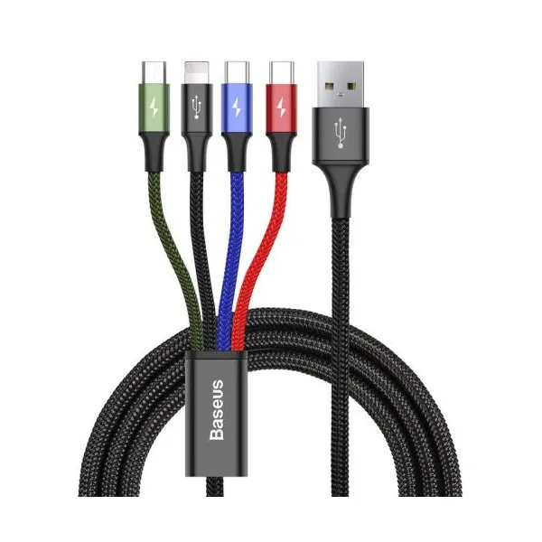 Kábel USB Baseus Fast 4w1 2xUSB-C / Lightning / Micro 3,5A 1,2m (černý) 018721