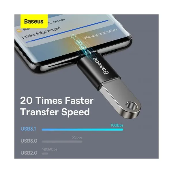 Baseus Ingenuity USB-C na USB-A adaptér, OTG (čierny) 031665