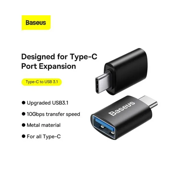 Baseus Ingenuity USB-C na USB-A adaptér, OTG (čierny) 031665