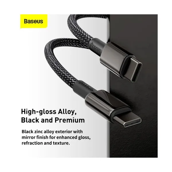 Baseus Tungsten Gold kábel USB-C na USB-C, 100 W, 2 m (čierny) 024651