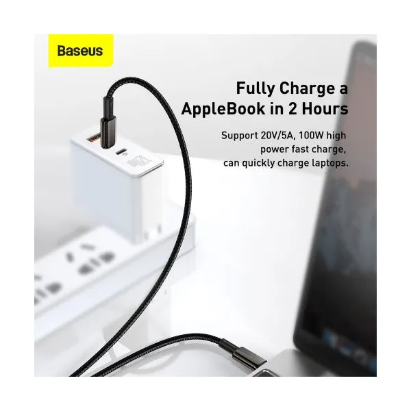 Baseus Tungsten Gold kábel USB-C na USB-C, 100 W, 2 m (čierny) 024651
