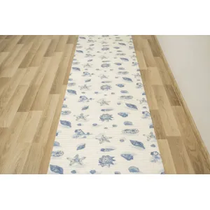 Kúpeľňová penová rohož softy-tex 820 krémová / modrá, mušle