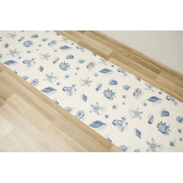 Kúpeľňová penová rohož softy-tex 820 krémová / modrá, mušle
