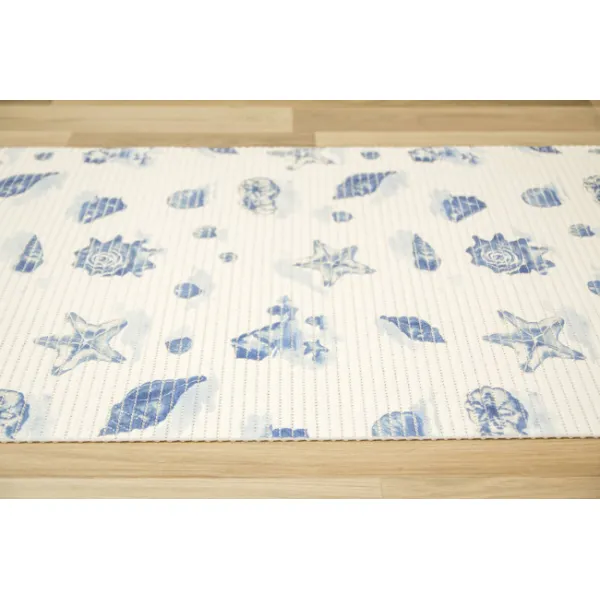 Kúpeľňová penová rohož softy-tex 820 krémová / modrá, mušle