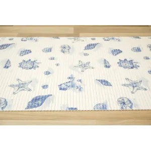 Kúpeľňová penová rohož softy-tex 820 krémová / modrá, mušle
