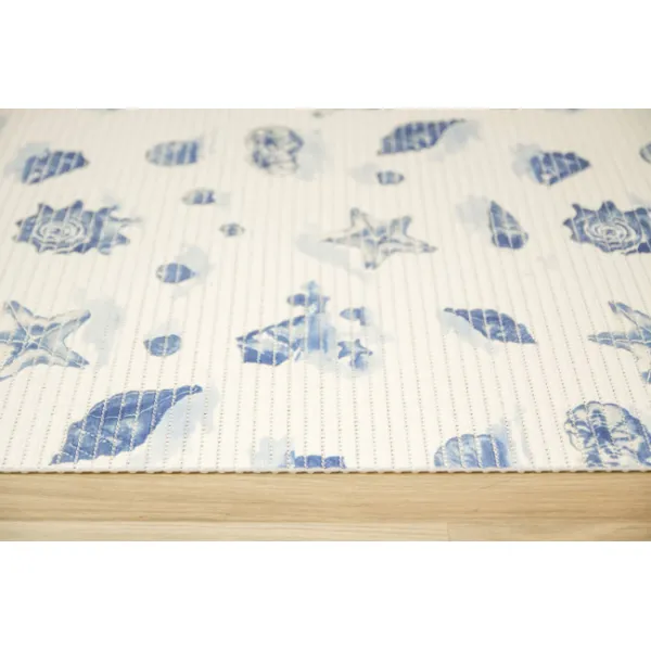Kúpeľňová penová rohož softy-tex 820 krémová / modrá, mušle