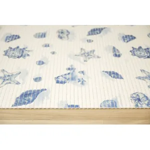 Kúpeľňová penová rohož softy-tex 820 krémová / modrá, mušle
