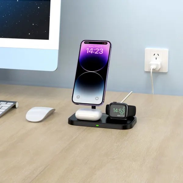 Tech-Protect A22 3in1 bezdrôtová nabíjačka na mobil  / AirPods / Apple Watch, čierna