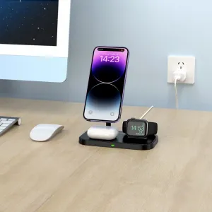 Tech-Protect A22 3in1 bezdrôtová nabíjačka na mobil  / AirPods / Apple Watch, čierna