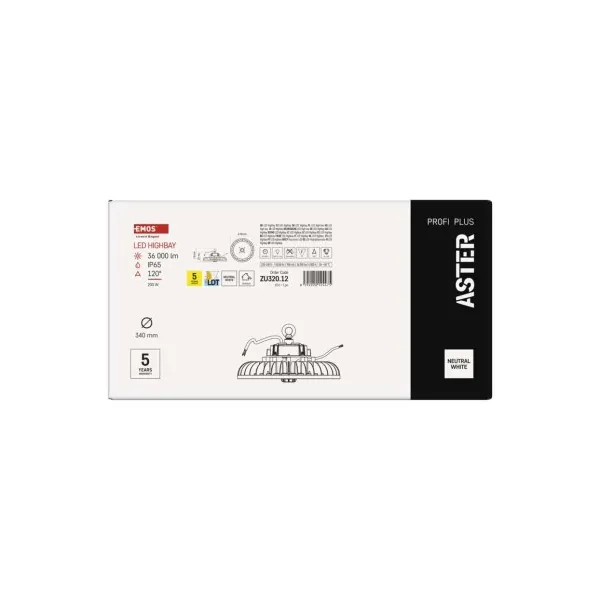 EMOS Lighting LED priemyselné závesné svietidlo HIGHBAY ASTER 120° 200W