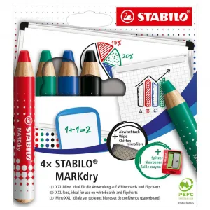 Stabilo MARKdry 4ks sada so strúhadlom a handričkou 1balenie