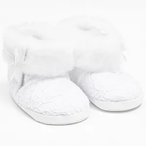 Dojčenské zimné krajkové kozačky New Baby 3-6 m biele 3-6 m