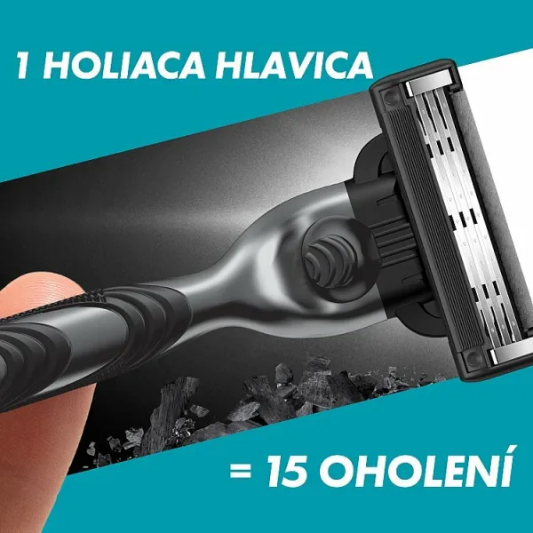Gillette Mach3 Charcoal Holiaci strojček pre Mužov, 1 Holiaci Strojček, 2 Náhradné Holiace Hlavice