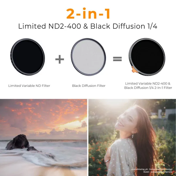 K&F Concept 77mm Black Mist 1/4 + ND2-400 variabilný ND filter 21493