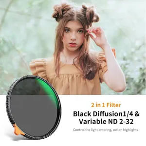 K&F Concept 82mm, multifunkčná nastaviteľná čierna hmla1/4&ND2~32, HD 18606