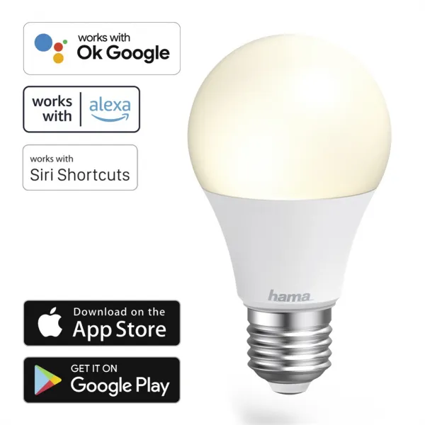Hama SMART WiFi LED žiarovka, E27, 10 W, biela, stmievateľná 85395200