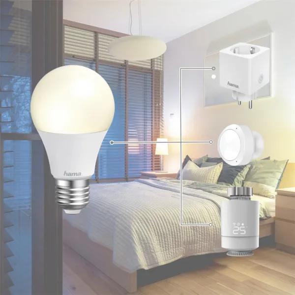 Hama SMART WiFi LED žiarovka, E27, 10 W, biela, stmievateľná 85395200