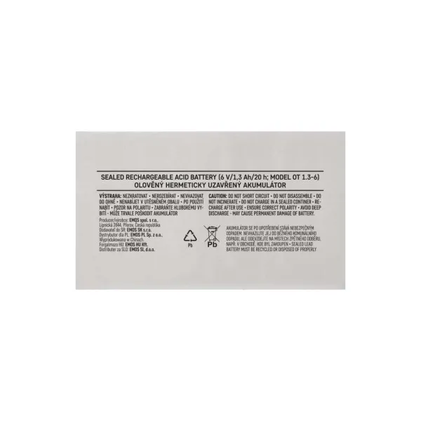 EMOS AKUMULÁTOR SLA 6V/1,3Ah FA -4,7mm