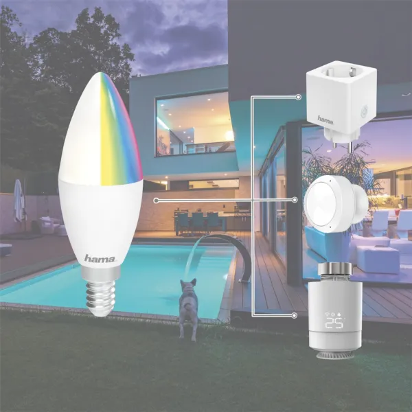 Hama SMART WiFi LED žiarovka, E14, 5,5 W, RGBW, stmievateľná 85395200