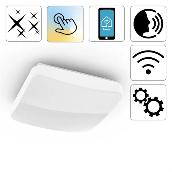 Hama SMART WiFi stropné svetlo, trblietavý efekt, štvorcové, 27 cm 94051140
