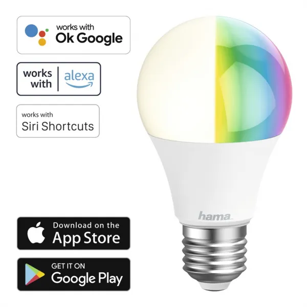 Hama SMART WiFi LED žiarovka, E27, 10 W, RGBW, stmievateľná 85395200