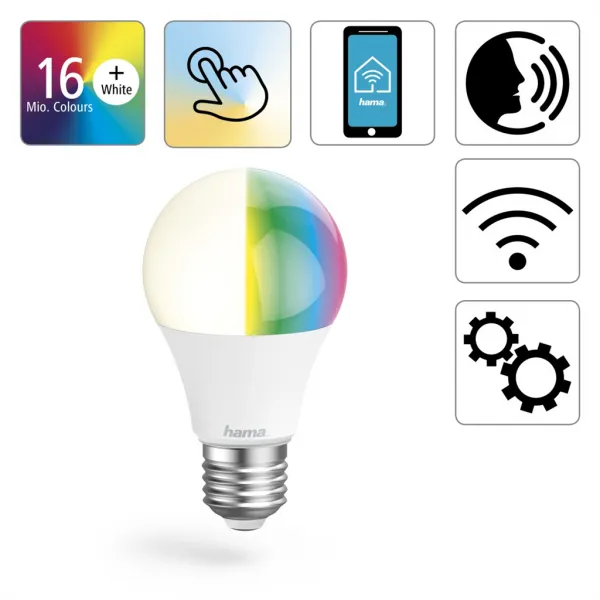 Hama SMART WiFi LED žiarovka, E27, 10 W, RGBW, stmievateľná 85395200