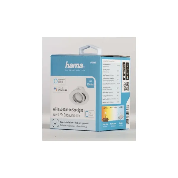 Hama SMART WiFi svetlo s možnosťou zabudovania, biela 94054231