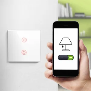 Hama SMART WiFi dotykový nástenný vypínač, dvojitý, vstavaný, biely 85365080