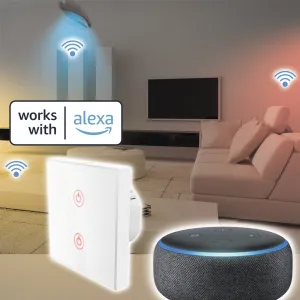 Hama SMART WiFi dotykový nástenný vypínač, dvojitý, vstavaný, biely 85365080