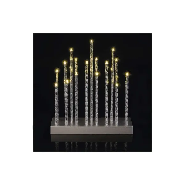 EMOS Lighting LED svietnik strieborný, 28,5 cm, 3x AA, vnútorný, teplá biela, časovač