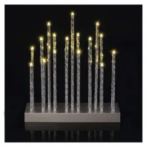 EMOS Lighting LED svietnik strieborný, 28,5 cm, 3x AA, vnútorný, teplá biela, časovač