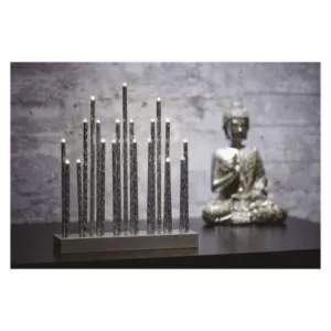 EMOS Lighting LED svietnik strieborný, 28,5 cm, 3x AA, vnútorný, teplá biela, časovač